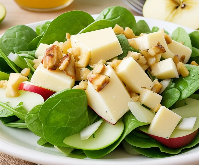 Apple, White Cheddar, and Spinach Salad with Honey-Apple Cider Vinaigrette