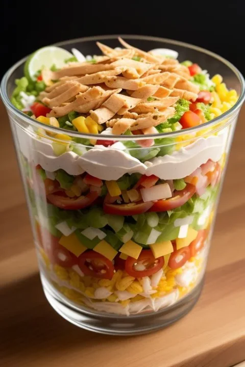 Layered Loaded Chicken Taco Salad