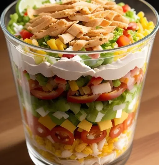 Layered Loaded Chicken Taco Salad